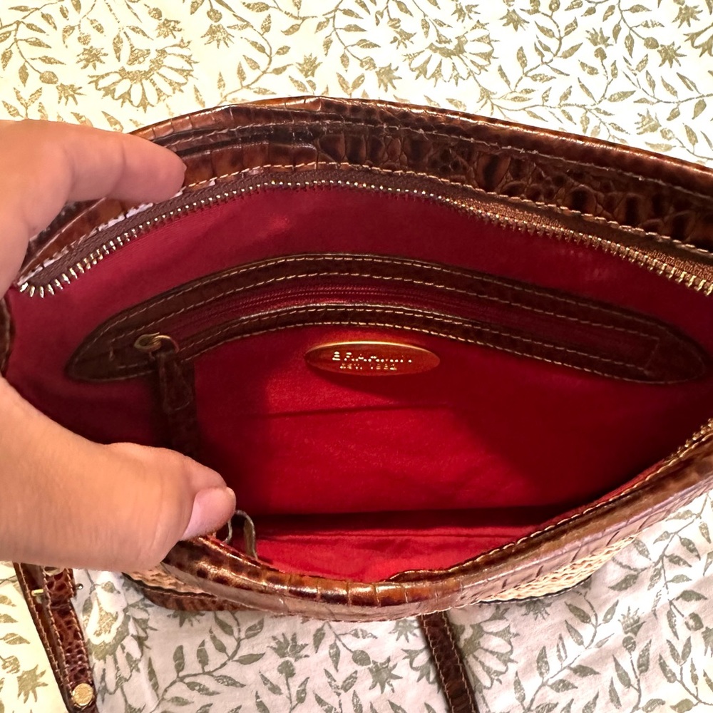 Brahmin Tisbury Collection Woven Straw & Croc Leather Purse/Crossbody - Picture 7 of 16